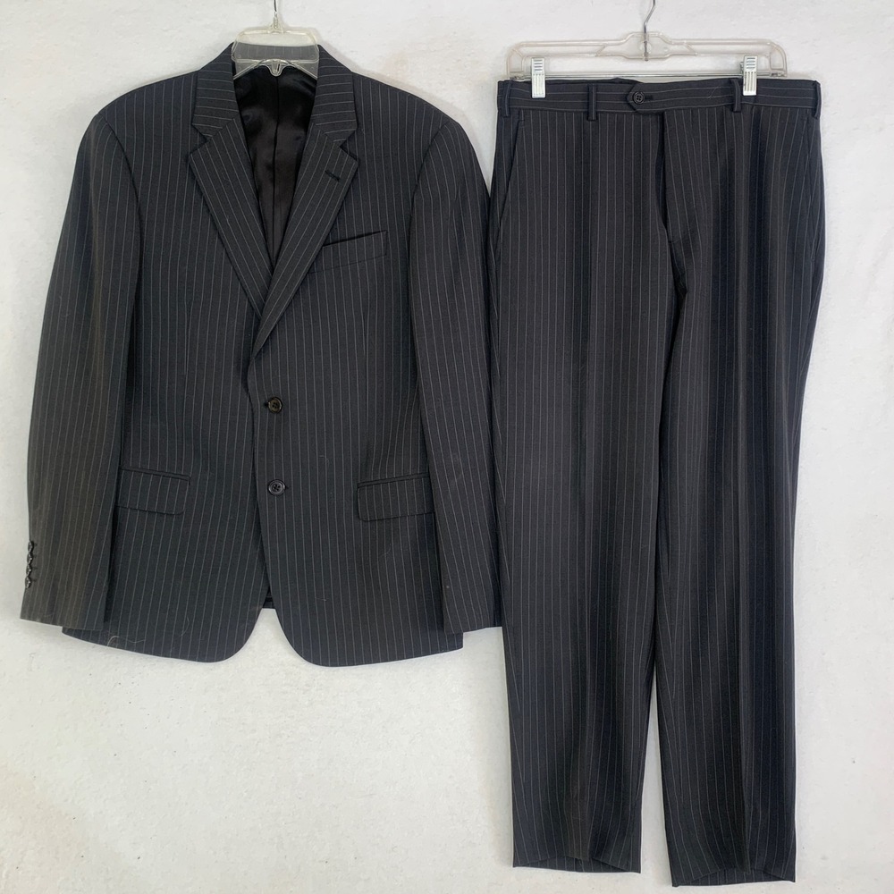 Armani Collezioni Suit Men 40R Grey Pinstripe Wool Blend Two Button Jacket - Picture 2 of 13